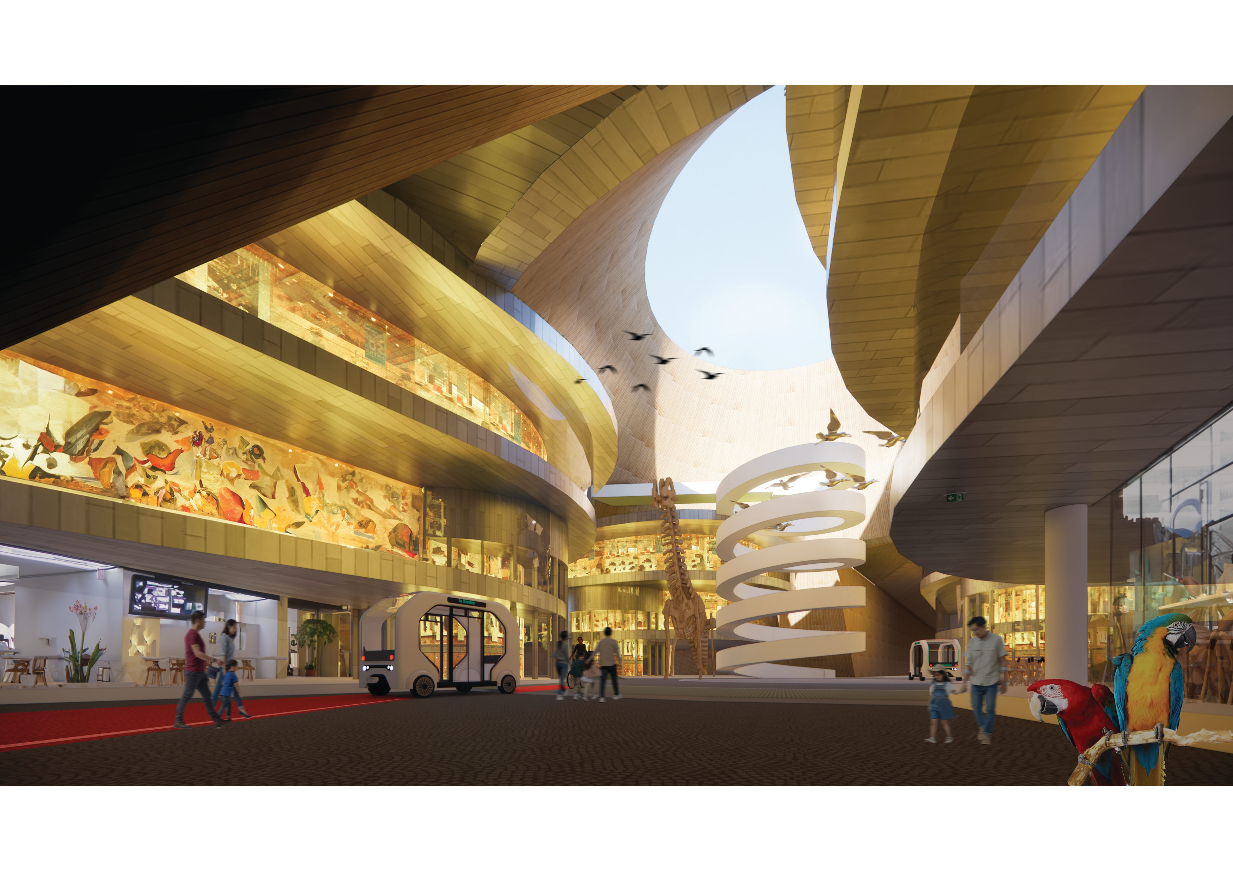 Rendering of public space in a building